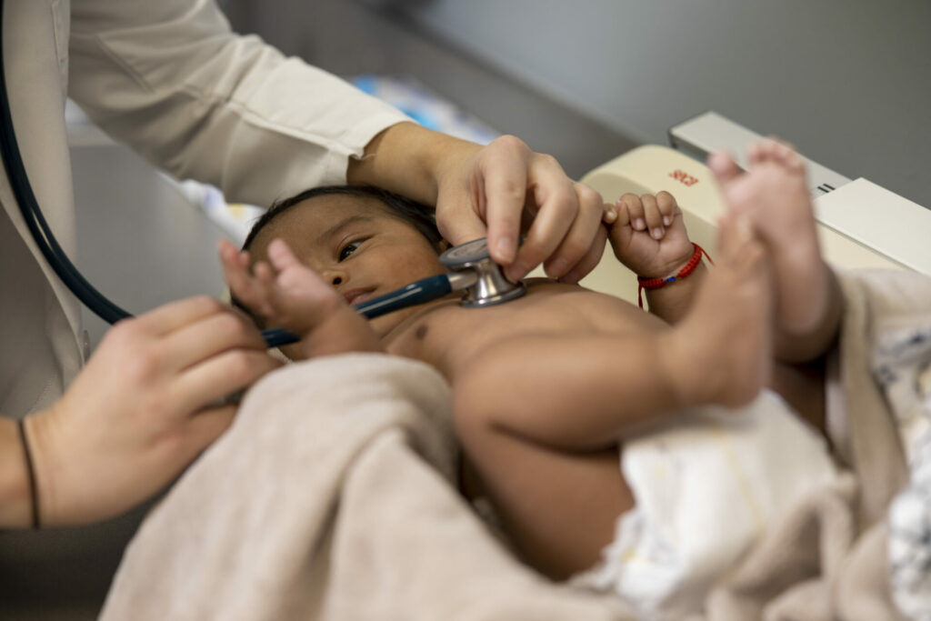 Pediatric Medicine is one of Hackley Community Care's core community medical services. A neonate receiving a checkup.